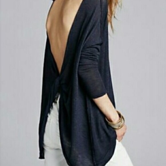Free People Blue Open Back Over Sized Sweater - Picture 5 of 5